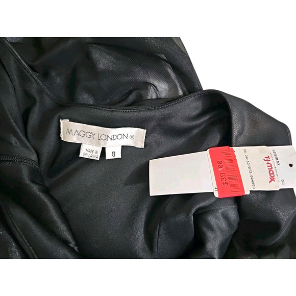 Maggy London ~Size 8~ Black/Silver Sheath Party Cocktail Evening Dress Lined NWT - Picture 7 of 14